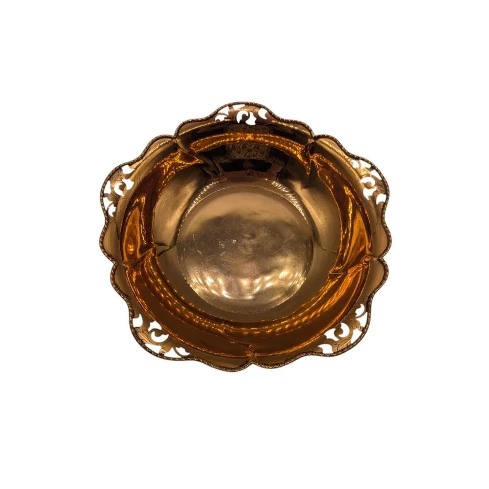 Vintage Copper mastropietro Italy Decorative Bowl With Ornate Scalloped Edge Des